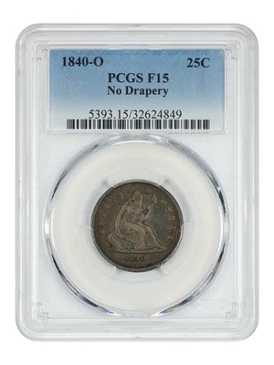 1840-O 25C PCGS Fine 15 (sin cortinas) - Liberty Seated Quarter Foto 1 de 4
