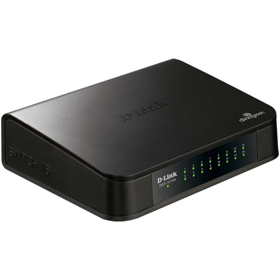 Conmutador de red Ethernet D-LINK DES-1016A 16 puertos 16P LAN RJ-45 10/100 no administrado Foto 1 de 3