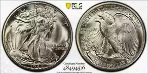 1944-D Walking Liberty Half Dollar PCGS MS66 - Picture 1 of 3