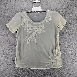 Soft Surroundings Womens Top PXS Cream Sheer Embroidered Overlay Flowy - PXS - Picture 1 of 11
