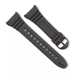 For W-96H Watch Repair Replacement PU Watch Strap Watch band Belt Black 18mm - Picture 1 of 5