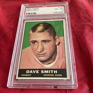 1961 Topps FB Card #141 Dave Smith Houston Oilers ROOKIE RC PSA 8 NM-MT - Picture 1 of 6