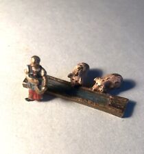 Wiener Bronze Franz Bergmann Miniatur Schweinetrog und Bäuerin Original Antik