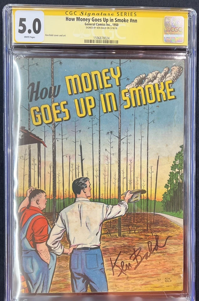 How Money Goes Up In Smoke #nn CGC 5.0 Signed Ken Bald  Promotional Farming WP - Image 1 of 4
