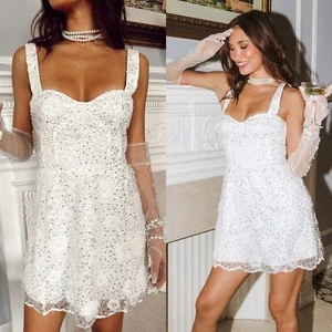 NWOT Show Me Your Mumu Off The Market Floral Bead Embellish Dress White SIZE XL - Picture 1 of 12