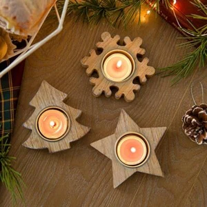 Candelabro Navidad Madera Marrón Pequeño Moderno Vacaciones Soporte Libre Decoración del Hogar - Imagen 1 de 27