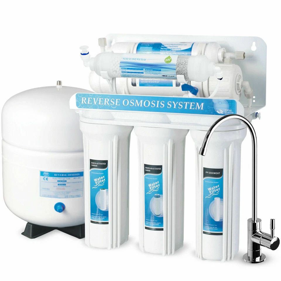 6 Stage Reverse Osmosis RO Drinking Water System with Alkaline pH+ Filter 75GPD - Image 1 of 4