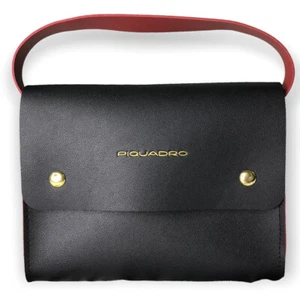 NWOT Piquadro for Collistar Black Small Bag Snap Closure Red Inside OS - Picture 1 of 10