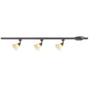 3-Light Antique Bronze And Tea Color Hammered Glass Linear Track Lighting Kit * - Picture 1 of 1