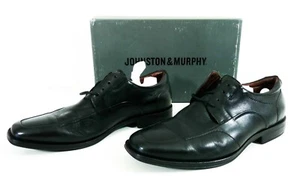 Zapatos negros Johnston & Murphy para hombre con punta de ala talla 11,5 D Ret $149 - Imagen 1 de 12