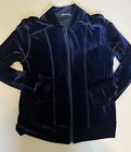 Snoskins Blue Velvet Velour Long Sleeve Jacket Full Zip Sno Skins Women's Medium