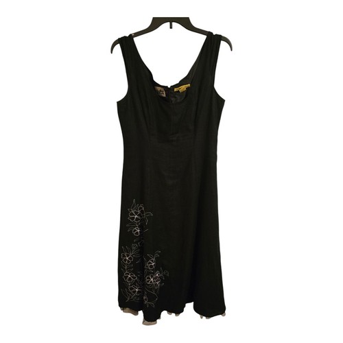 VALENTINO Abito donna Nikki Valentine nero taglia 8 lino irlandese ricamato perline boho art