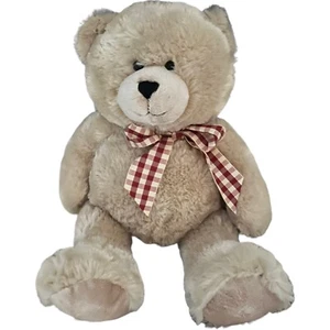 Ganz Teddy Bear Plush Stuffed Animal Toy Charlie H12106 Beige W/ Checker Bow - Picture 1 of 8