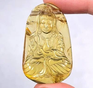 AMBER Crystal Kuan Yin - Carving, Gift, Home Decor, Healing Stones, 52679 - Picture 1 of 5