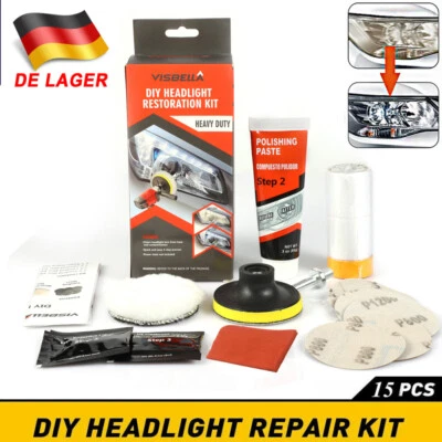 15X Scheinwerfer Polier Set, Politur-Set, Aufbereitungs-Set, Scheinwerferpolitur - Bild 1 von 4