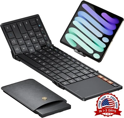 Teclado Bluetooth Plegable Con Panel Táctil, Inalámbrico De Tamaño Completo NEW - Image 1 of 4