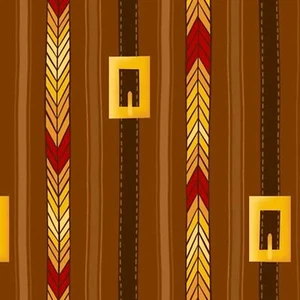 First Thanksgiving Buckle Stripe Brown 100% Cotton Fabric by The Yard - Picture 1 of 1