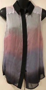 wish virtuous silk black dusty pink blue buttons sleeveless top shirt XXS 6 - Picture 1 of 6