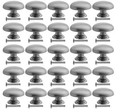Lote de 25 perillas de herrajes de gabinete de cocina de diseño setas clásicas níquel satinado Foto 1 de 2