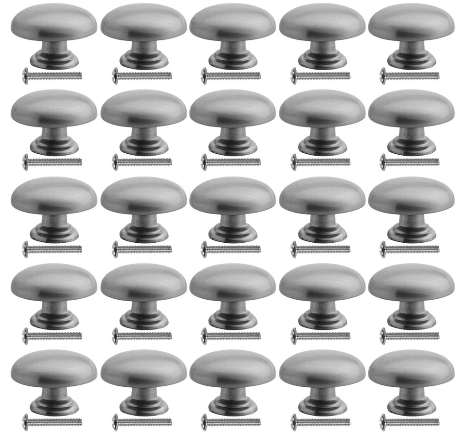 Lote de 25 acessórios de armário de cozinha designer botão cogumelo clássico cetim níquel - Imagem 1 de 2