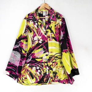 Alain Weiz Shirt Bluse Damen Übergröße Gr. 22 mehrfarbig kräftiger Druck Fronttaschen - Bild 1 von 8