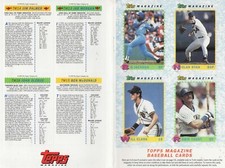Topps Magazine 1990 Insert with baseball cards Bo Jackson Jim Palmer Joe Morgan