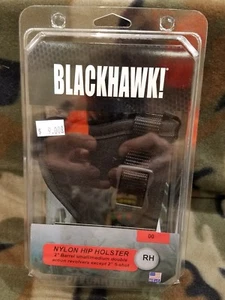 Blackhawk 73NH00BK-R Hip Nylon Belt Holster RH 3" SM/Medium DA Revolver - Picture 1 of 2