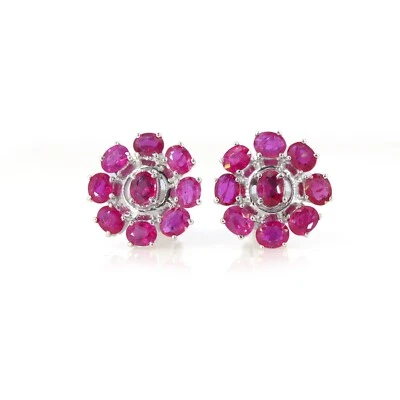 Natural Ruby Cufflink for  Men and Women 925 Solid Sterling Silver - Image 1 of 4