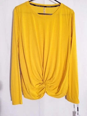 Calvin Klein Performance-NWT-Mustard Yellow Long Sleeve Wicking Knit Top-XXL - Image 1 of 4
