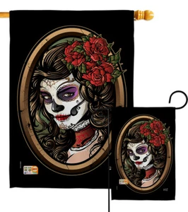 La Calavera Catrina Halloween Día de los Muertos Día de Muertos Jardín Casa Patio Bandera - Imagen 1 de 13