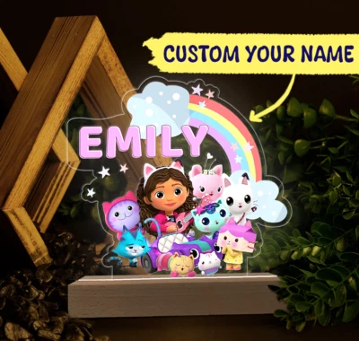 Gabby's Casa de Muñecas Mágica LED Luz Nocturna Nombre Personalizado Luz Nocturna Niños Luz Regalos Foto 1 de 4