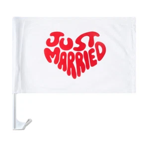 Autofahne Just Married Top Autoflagge Fahne Flagge Hochzeit Heirat  - Bild 1 von 1