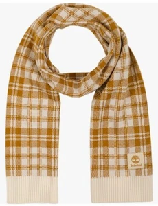Timberland Plaid Unisex Scarf, OS, Beige and Brown NWT - Picture 1 of 3