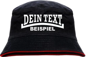 Fischerhut Wunschtext Druck - SchwarzRot - Linie - Bucket Hat - Bild 1 von 2