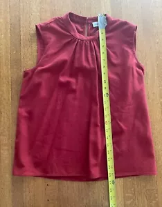 NWOT Amour Vert 100% raw silk noil top tank sleeveless high neck red - Picture 1 of 3