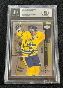 Daniel Sedin Signed 1997/98 UD Black Diamond Rookie Card #114 Beckett Certified - Picture 1 of 2