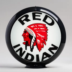 Red Indian 13.5" Gas Pump Globe w/ Black Plastic Body (G419) - Picture 1 of 1