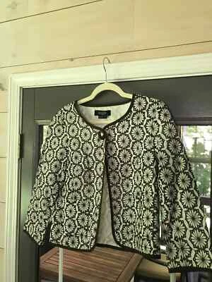 NUEVO CON ETIQUETAS Peck & Peck Mujer Bordado Flor Carrera Chaqueta Bolsillos Talla 4  Foto 1 de 4