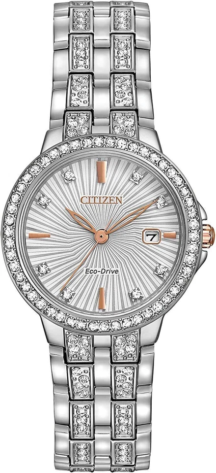 Citizen Silhouette Crystal 28mm Silver-Tone Stainless Steel Case with Silver-Tone Stainless Steel Bracelet Women's Wristwatch (EW2340-58A)