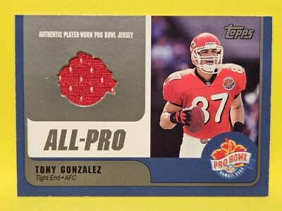 Tony Gonzalez Card 2000 Topps Pro Bowl Game Used Jerseys #TGTE - Image 1 of 4
