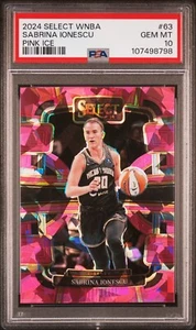 2024 PANINI SELECT WNBA SABRINA IONESCU PINK ICE #63 PSA 10 GEM MINT - Foto 1 di 2