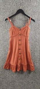No Boundaries Orange Sundress Button Details Ruffle Hem Juniors Size 3/5 - Picture 1 of 9