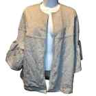 Evelyn K Anthropologie Wide Arm Short Sleeve Open Front Cardigan In Gray Os
