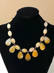 Natural Hematoid Quartz Chandelier Drop Necklace, Genuine Yellow Gemstone - Picture 1 of 12