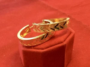 20K Gold Earring Handmade Vintage Hoop Gold Earrings Fine Jewelry Man Women Gift - Picture 1 of 11