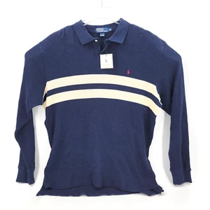 Vtg Polo by Ralph Lauren Men's Waffle Knit LS Navy Blue/Cream Thermal Shirt XXL - Picture 1 of 4