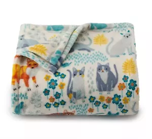 The Big One Kitty Cats Blue Soft Plush Throw Blanket 5' x 6 ft - - NWT New - Picture 1 of 1