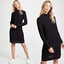 L’Agence Black Ribbed Dress Womens Size XS Mock Neck MInimalist Classic 