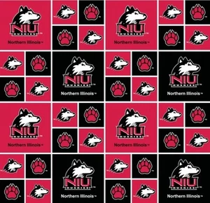 Northern Illinois NIU Huskies Cotton Fabric Geometric Print-Sold By the Yard - Picture 1 of 1