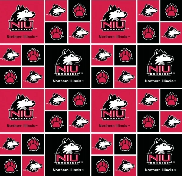 Northern Illinois NIU Huskies Cotton Fabric Geometric Print-Sold By the Yard - Image 1 of 1